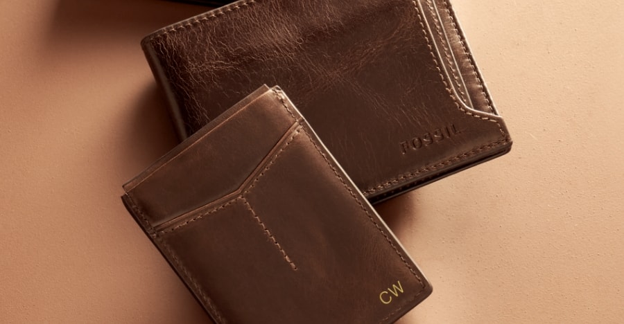 Brown leather wallets.