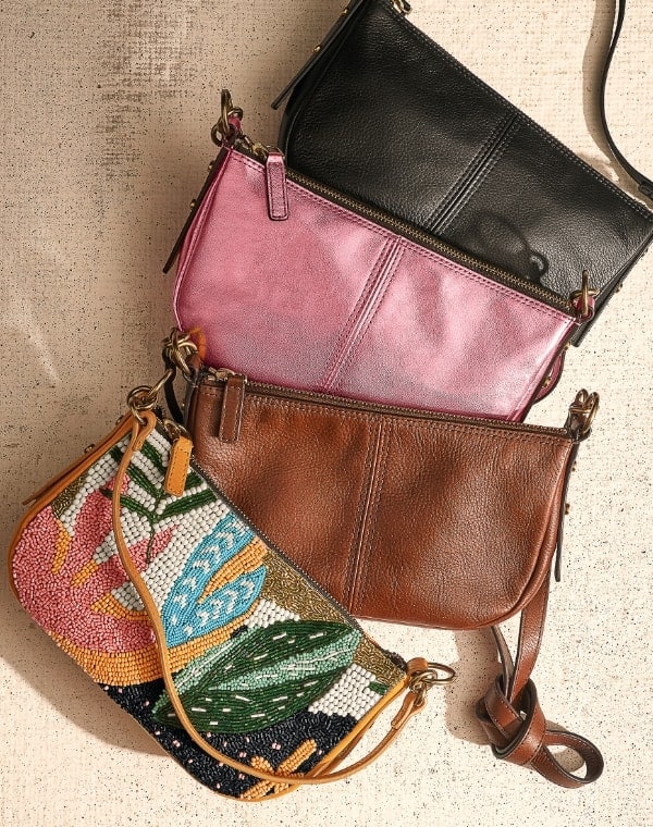Three leather and one beaded Jolie Baguette bags.