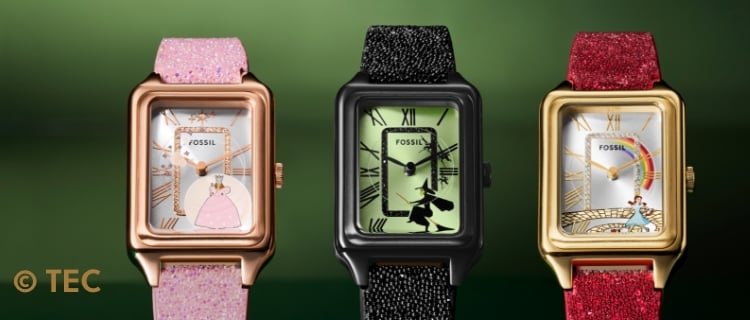 Trois montres inspirées par les personnages du Magicien d’Oz : Glinda la bonne sorcière, la méchante sorcière et Dorothy.