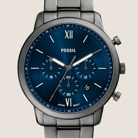 Stainless steel Neutra chronograph with blue dial.