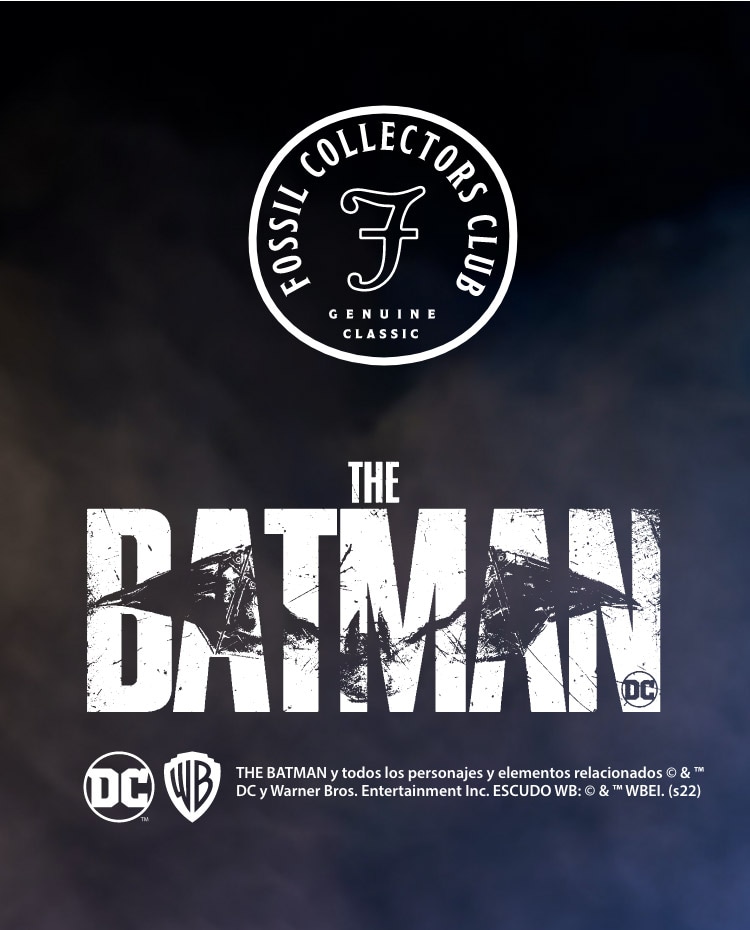 Logotipo del Club de coleccionistas de Fossil y gráfico del logotipo The Batman.
