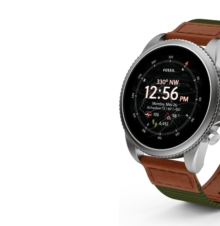 insekt Inde Gum Gen 6 Smartwatch Venture Edition Olive Fabric and Leather - FTW4068V -  Fossil