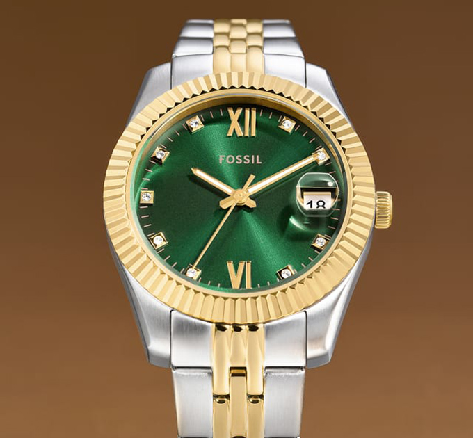 Scarlette Three-Hand Date Two-Tone Stainless Steel Watch.