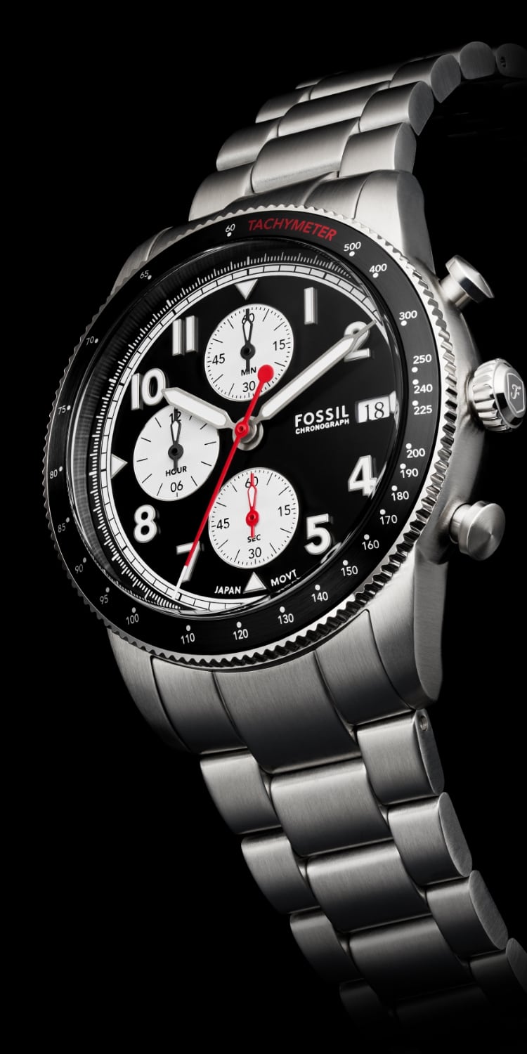 The stainless steel Sport Tourer watch with a black dial.