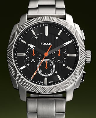 Detailed view showing the rugged Machine watch.