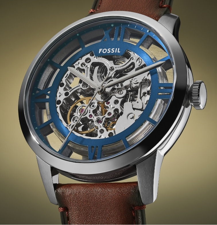 The Townsman Automatic watch with brown leather strap.