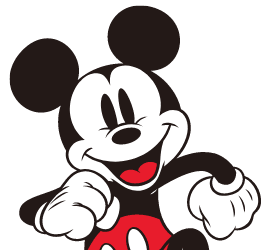 Illustration of Mickey Mouse walking.