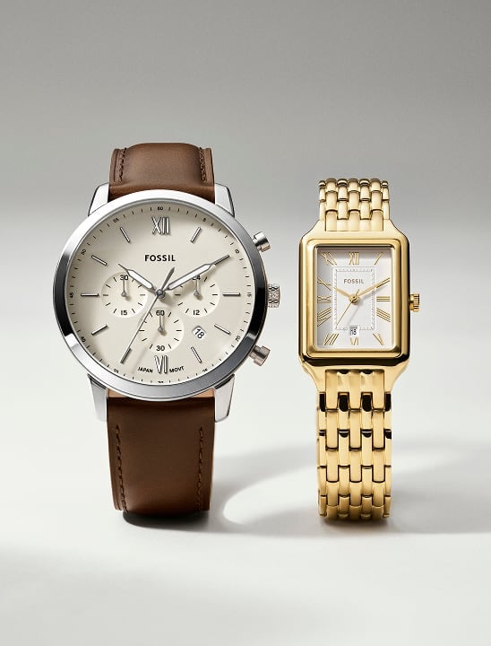 ゴールドトーンのFossil EverettとRaquel ウォッチ